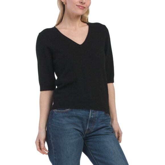 COLORUSH Black Cashmere Koda V-neck Tee - Picture 1 of 2